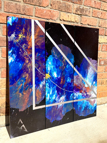 'Nebula' 3-Panel Canvas Painting
